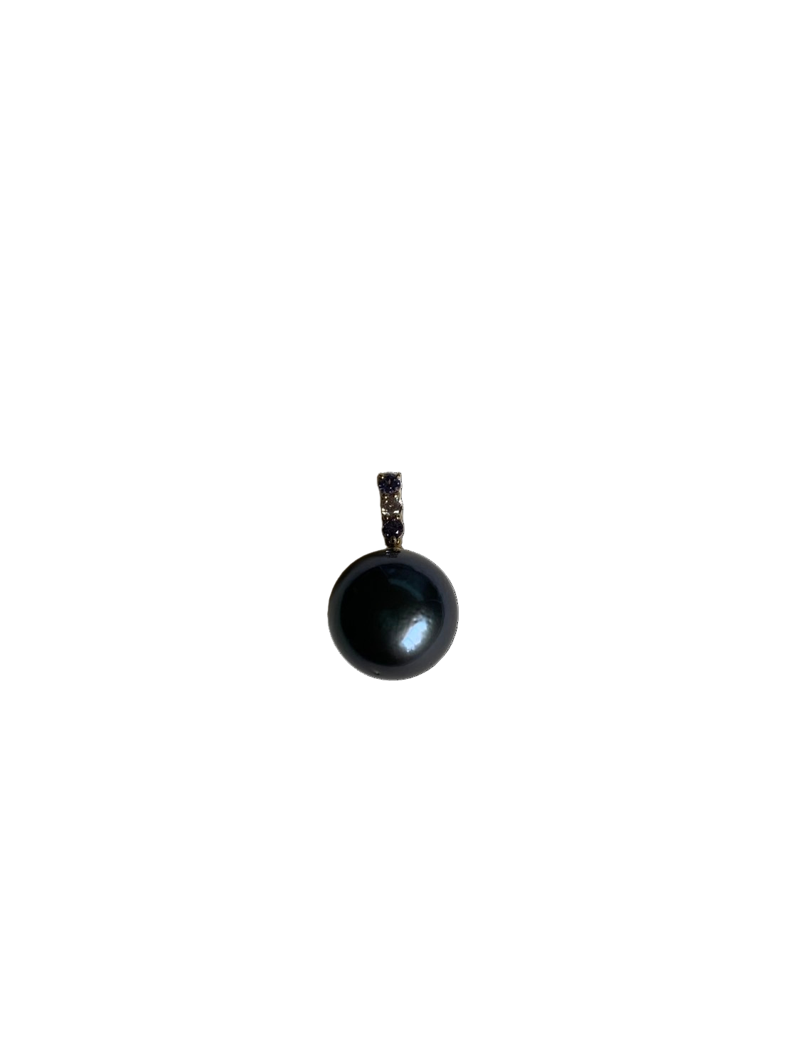 Mist Blue - Tahitian Pearl Pendant Charm with 18k Gold, Blue Garnet & Diamond