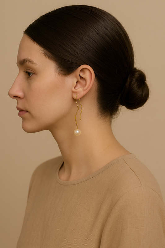 Ocean Flow – Akoya Pearl Drop Earrings in 18K Gold
