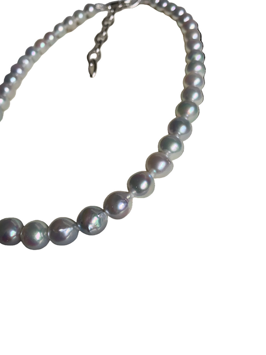 Umi - Unisex Akoya Pearl Necklace with Adjustable Silver Clasp