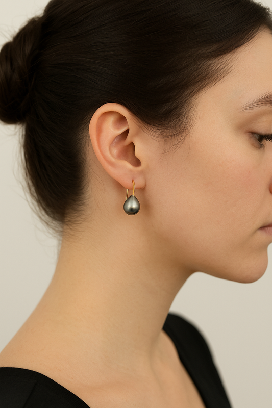 Orbit - Tahitian Pearl Hook Earrings in 18K Gold