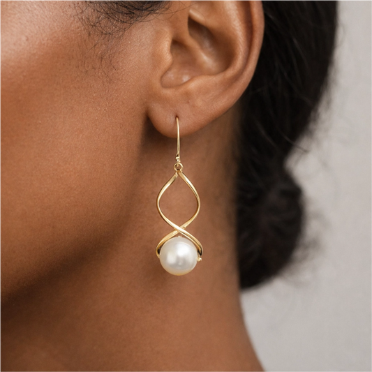 Tendril - Double-Strand Twist Earrings with Akoya Pearl