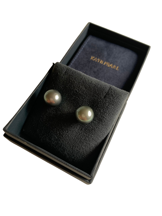 Eclipse - Tahitian Pearl Stud Earrings in 14K White Gold