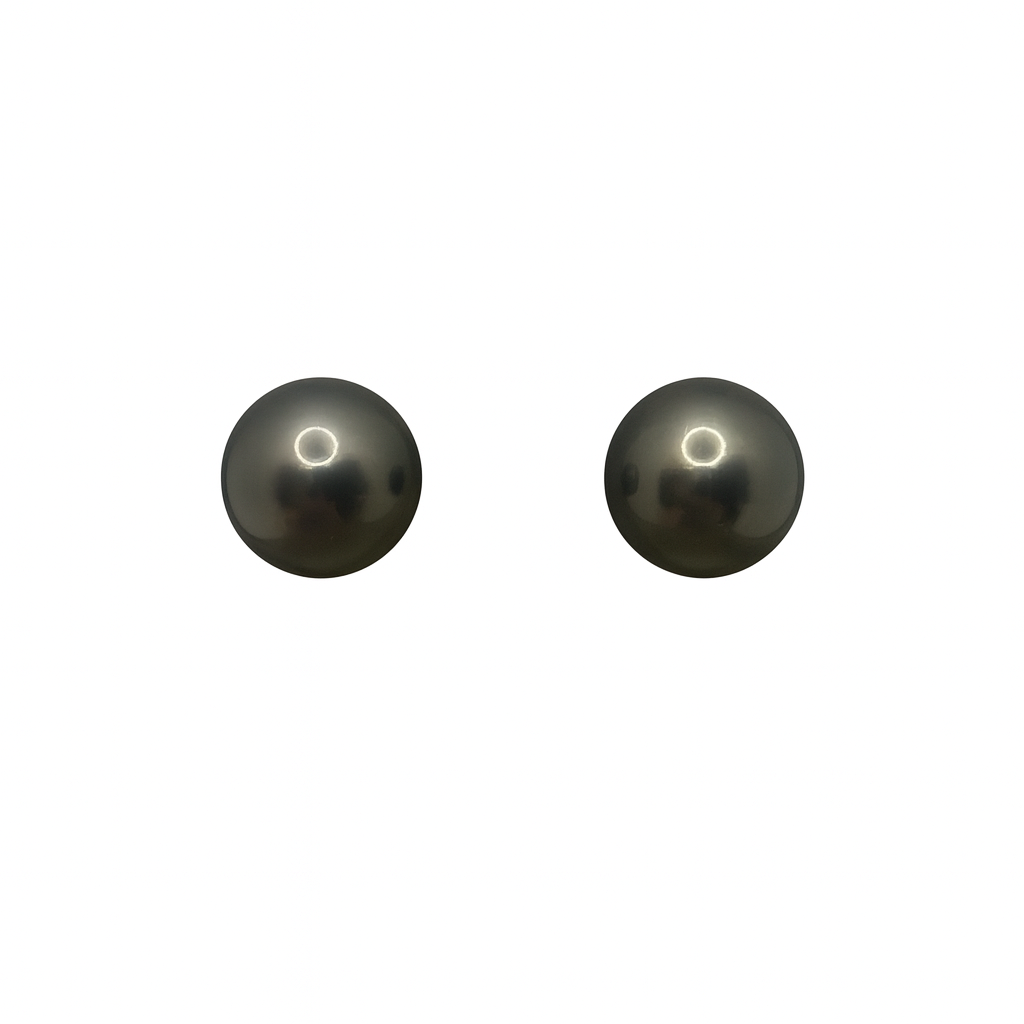 Noir - 11mm Tahitian Pearl Stud Earrings in 14K White Gold