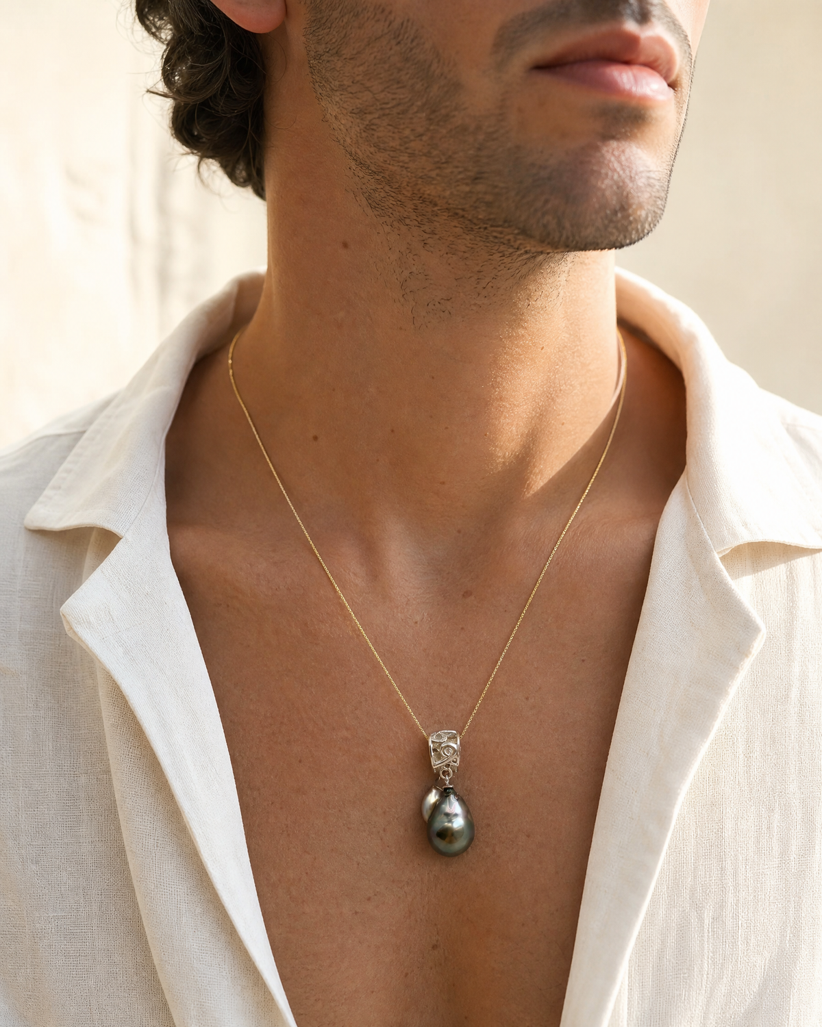 Flux - Tahitian Baroque Pendant with Silver