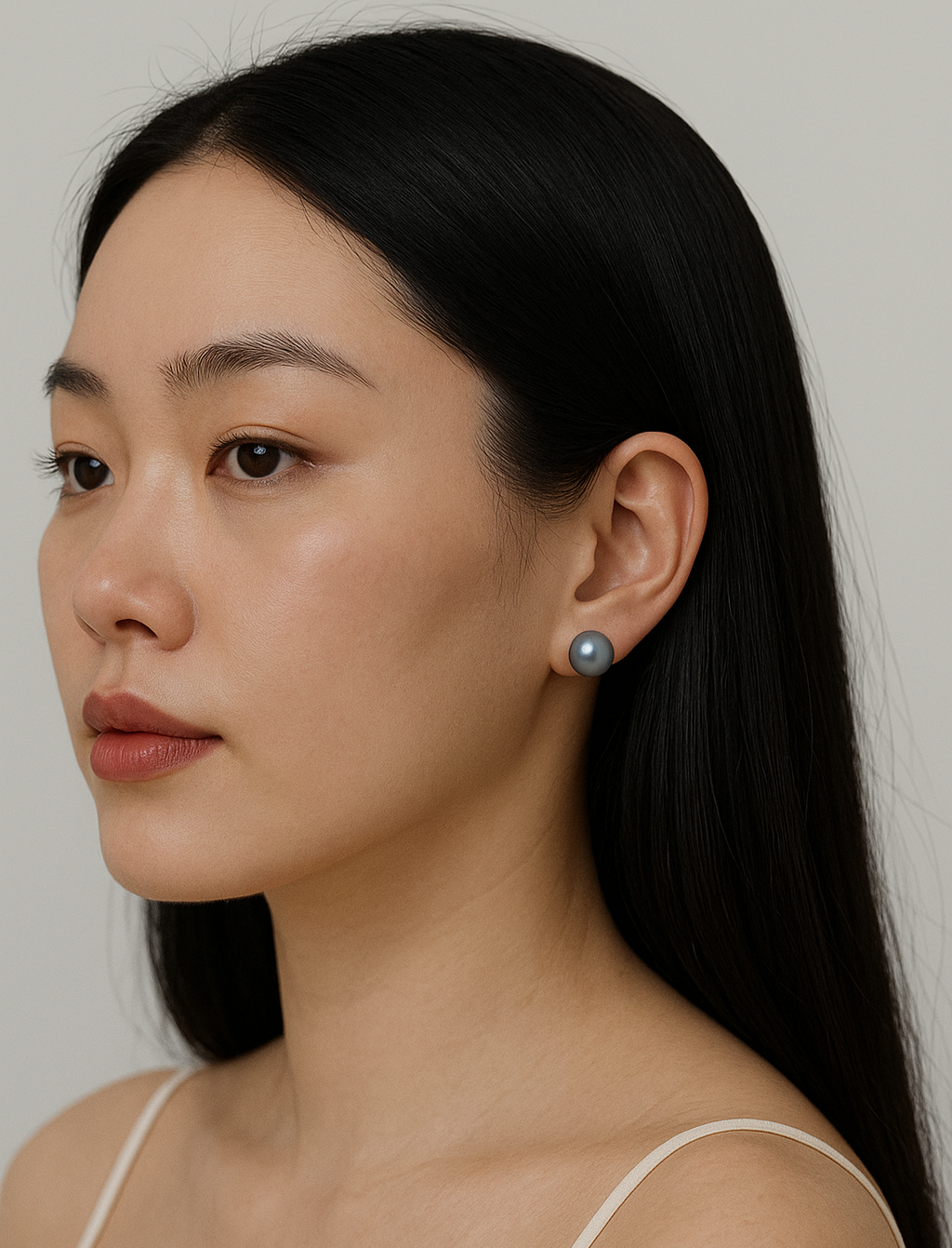 Eclipse - Tahitian Pearl Stud Earrings in 14K White Gold