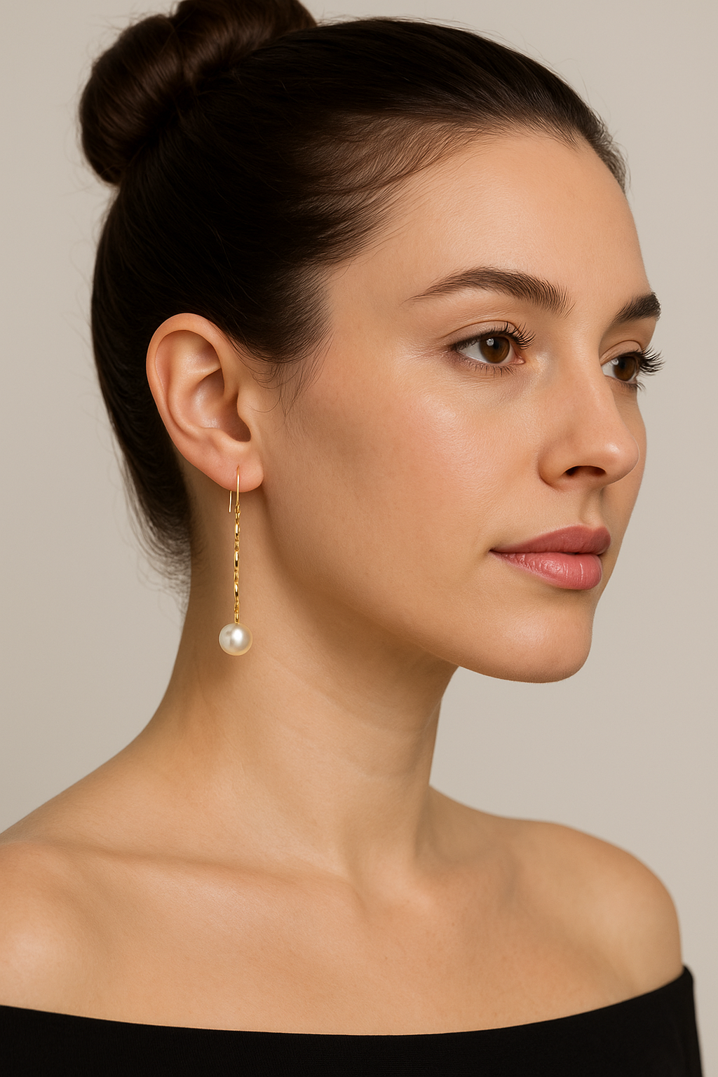Oceana - Rotating 18K Gold Chain Earrings with Akoya Pearl