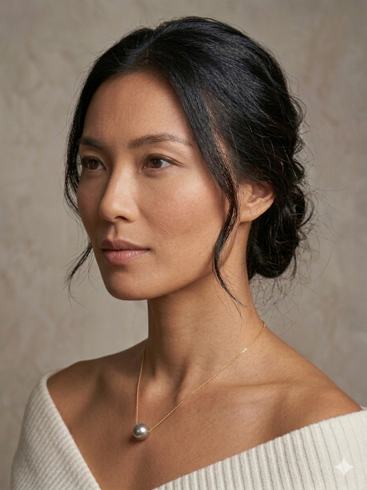 Solitary - Simple Akoya Pendant in 18K Gold