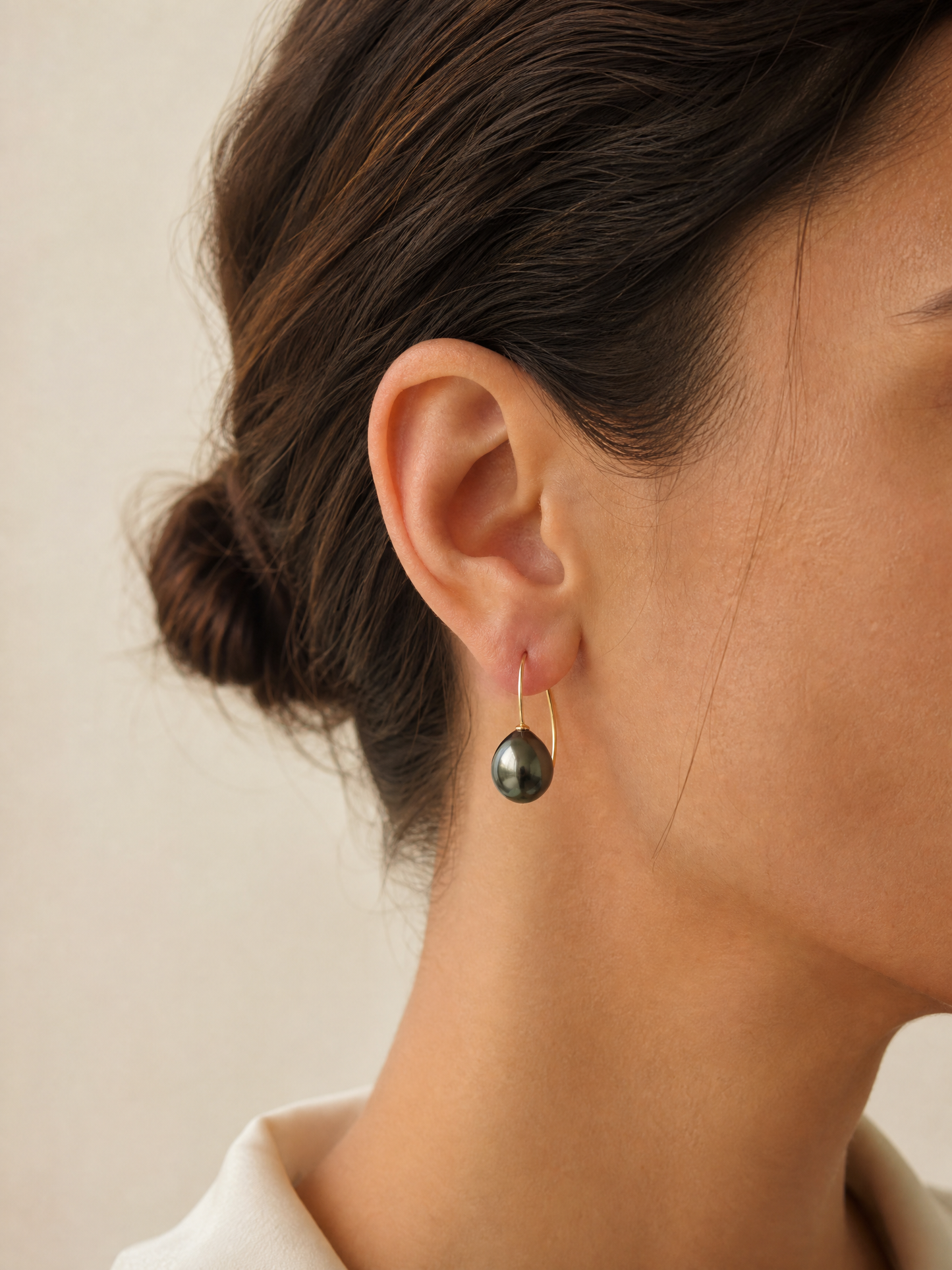 Orbit - Tahitian Pearl Hook Earrings in 18K Gold