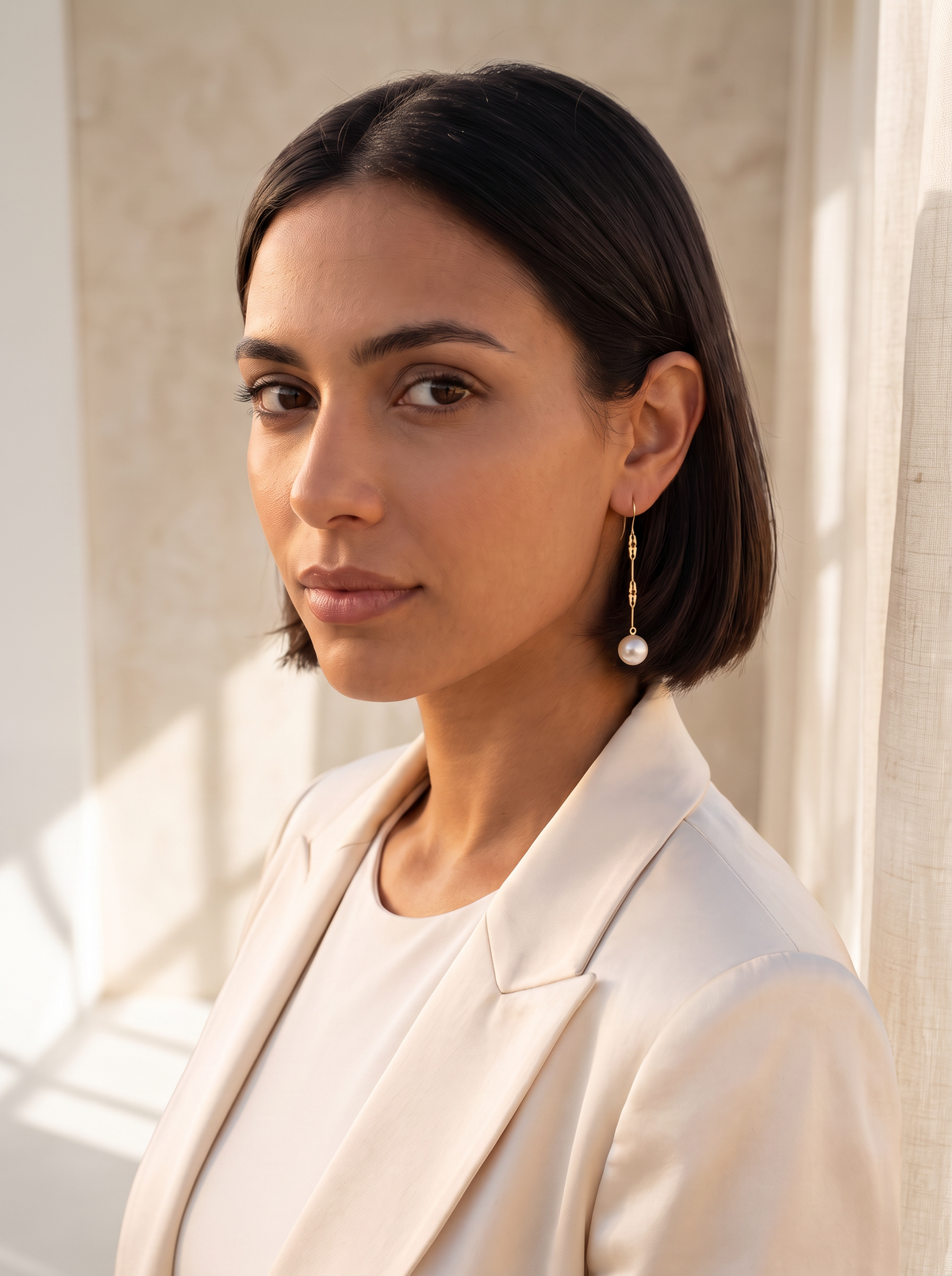 Oceana - Rotating 18K Gold Chain Earrings with Akoya Pearl