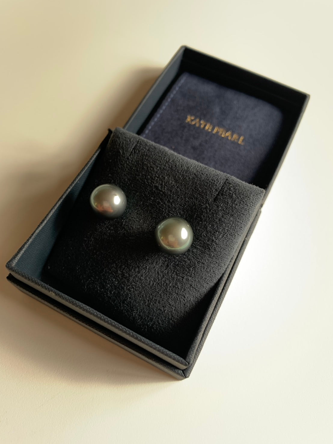 Noir - 11mm Tahitian Pearl Stud Earrings in 14K White Gold