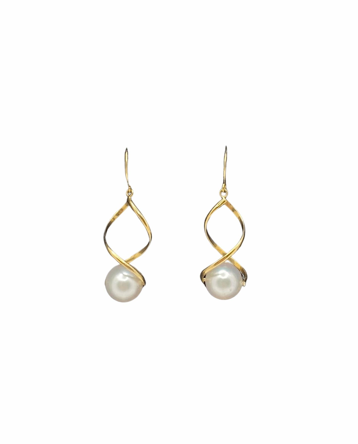 Tendril - Double-Strand Twist Earrings with Akoya Pearl