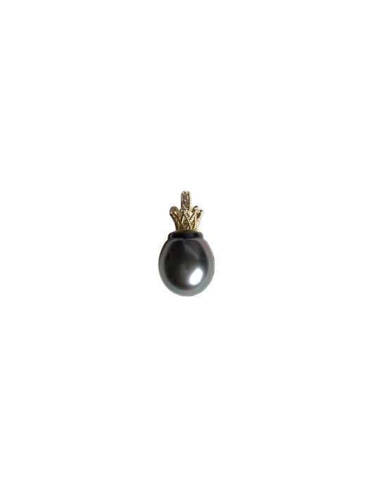 Crown - Tahitian Pearl Pendant with 18k Gold & Diamonds
