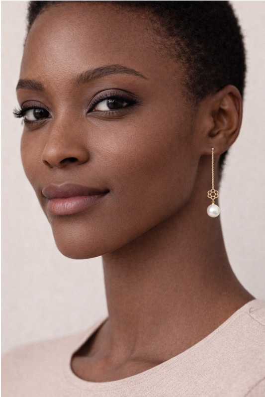 Bloom - 18K Gold Chain Earrings with Akoya Pearl