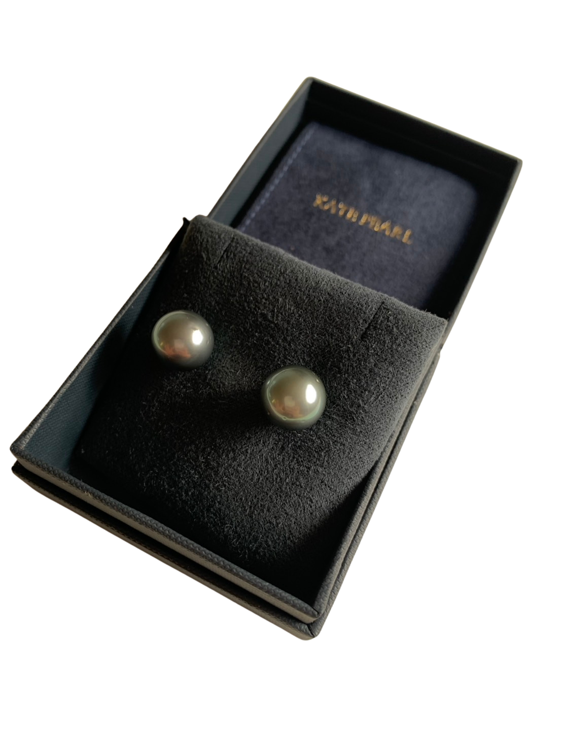 Eclipse - Tahitian Pearl Stud Earrings in 14K White Gold