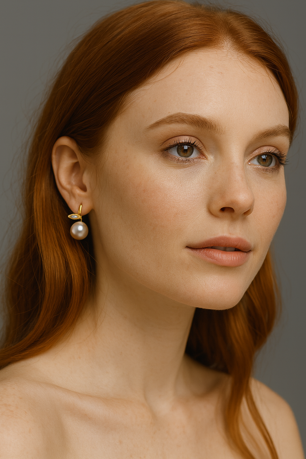 Pomelle - Akoya Pearl Stud Earrings in 18K Gold, diamonds